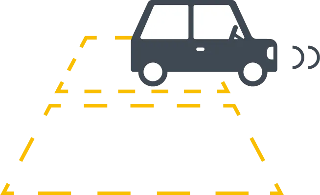 車が車枠に入ろうとしている画像